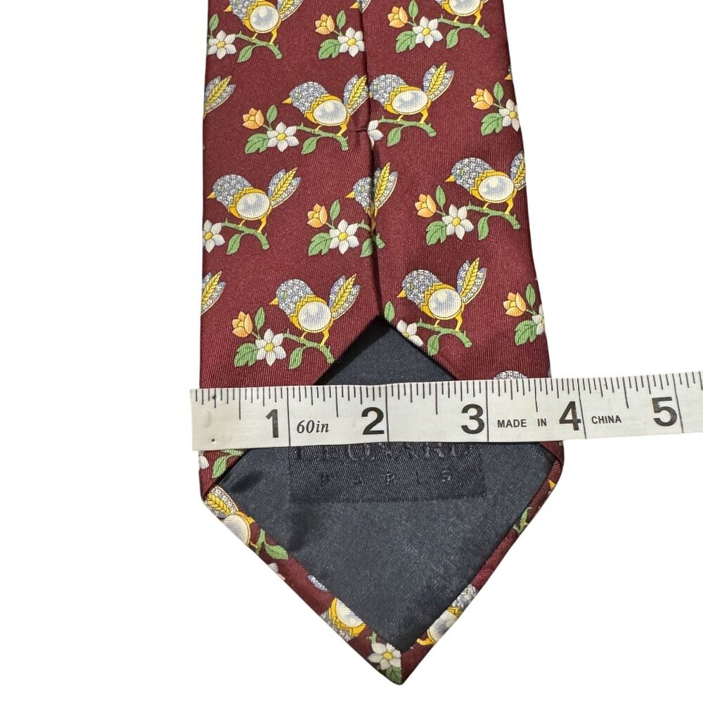Leonard Paris Men's Red Currant 100% Silk Animal Print Floral Necktie Size 58" - Picture 5 of 6